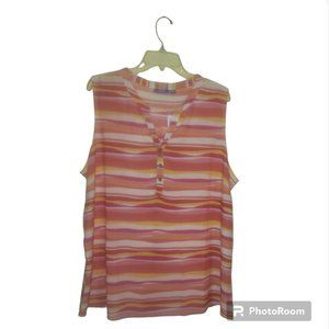 NWT Pink, White, and Yellow Striped Blouse - Size 1X